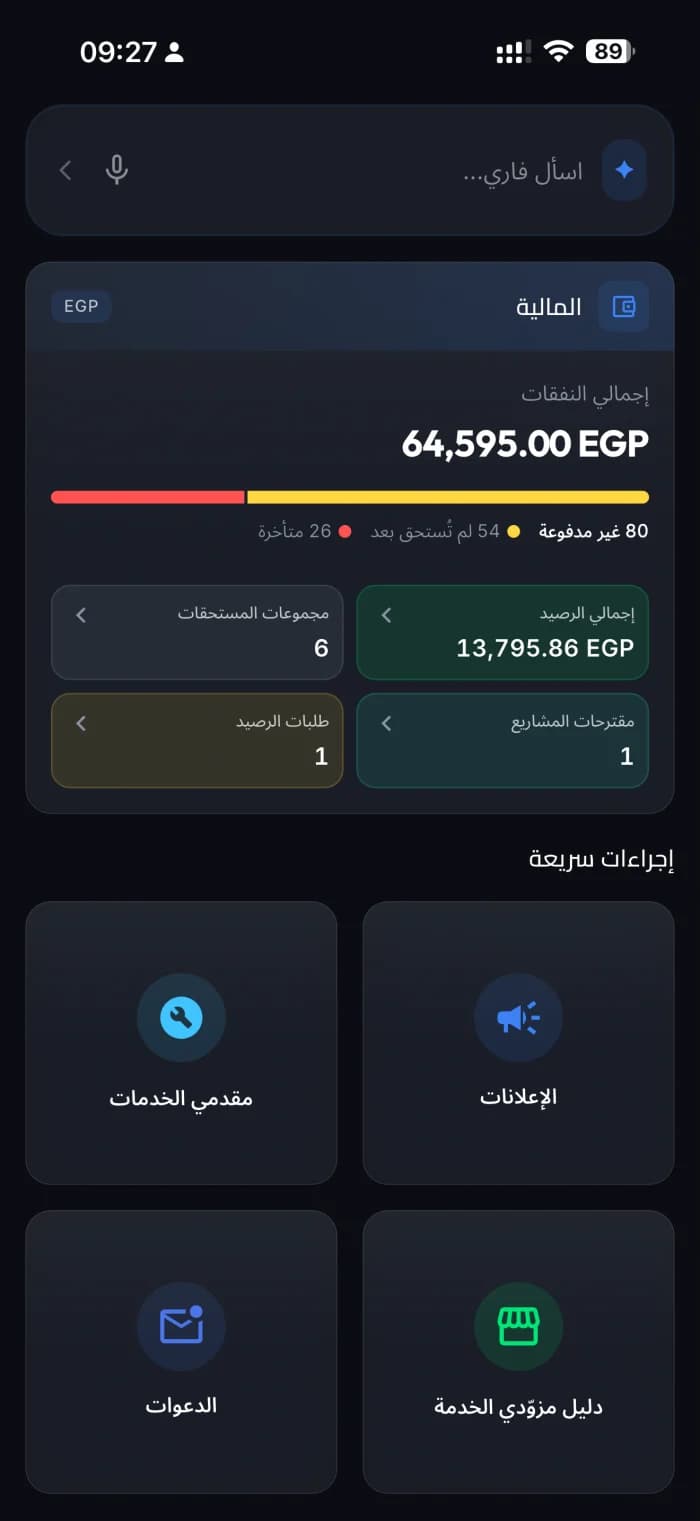 اللوحة الرئيسية